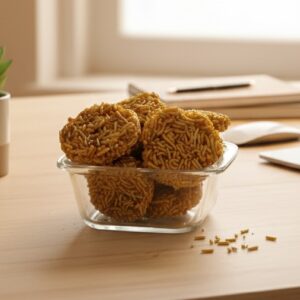 Sev jaggery sweet snack with crunchy sev and jaggery from Odisha