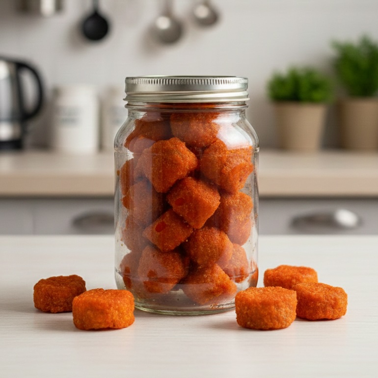 Spicy Odia rojana badi made with soya chunks and masalas