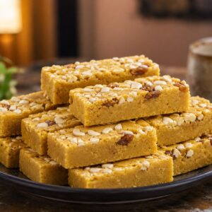 Special Mysore Pak with broken cashews and raisins
