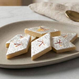 Kesar burfi milk sweet with saffron flavour