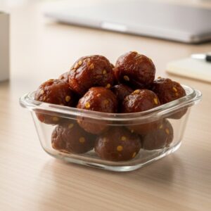 Imli balls made with tamarind jaggery and chilli flakes