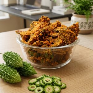 Karela chips crispy bitter gourd snack