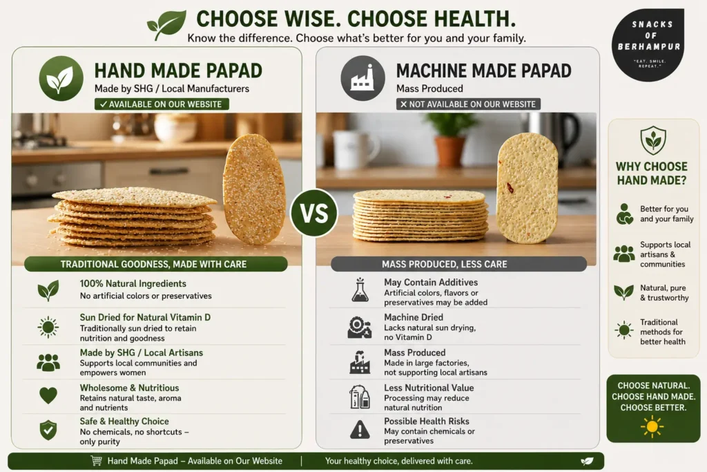 Handmade vs machine made papad comparison health benefits
