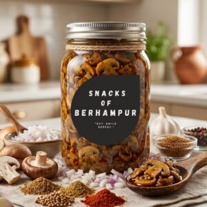 Spicy mushroom pickle made with chopped mushrooms and onions
