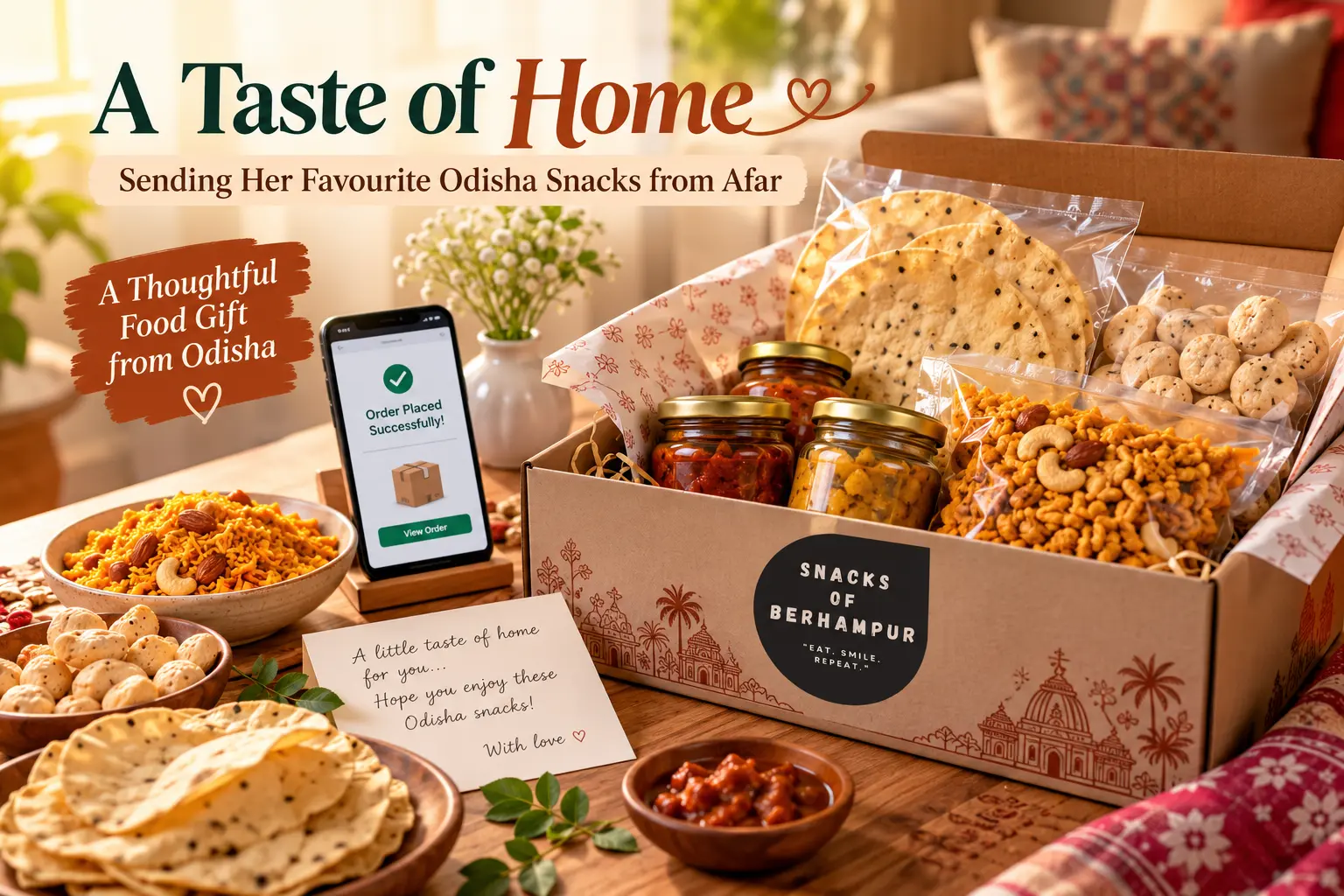 Odisha food gift with traditional pickles papad badi and namkeen